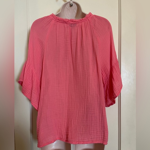 Michael Stars Coral Soft Gauze Blouse with Ruffle Sleeves - Picture 4 of 14